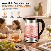 Bouilloire Électrique en Verre 2,2 L, Maintien au Chaud à Touche Unique 65°C, Transparente, 1500W, Prise EU, Pour Maison et Bureau