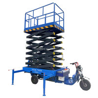 Plateforme élévatrice à ciseaux hydraulique électrique autopropulsée CE Chine, trois roues, 500 kg, 6 m à 12 m