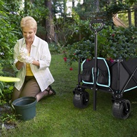 Poussette pliante légère multifonctionnelle avec cadre en métal pour l'extérieur Chariot couvert Wagons de camping Chariot pliable Chariot