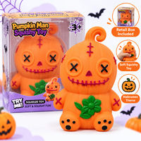 Jouet Squishy Citrouille Homme d'Halloween en Gros, Jouet Anti-Stress Doux à Presser, Jouet Fidget, Mignonne Poupée Citrouille, Boîte Cadeau