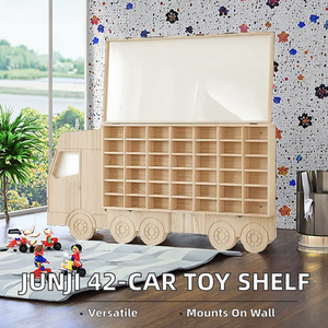 <span class=keywords><strong>Caja</strong></span> organizadora de madera Junji, estante de exhibición de juguetes para coches 42 con cubierta acrílica, gabinete de almacenamiento de madera con ruedas calientes - Product Image 4