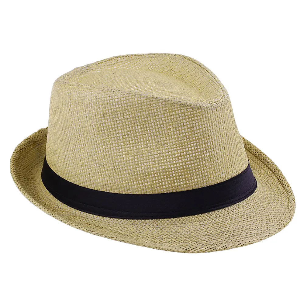 Chapéu de sol de verão masculino chapéu de palha chapéu de jazz