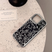 Pour iPhone16 Pro Max Rose Papillon Peint Téléphone étui pour iPhone17 15 14 Plaqué Papillon Premium Téléphone Housse De Protection