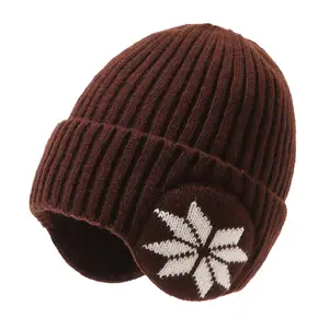 Women Jacquard Cheap Fleece Lined Winter In Stock Popular Hot Winter Knitted Beanie Outdoor Cycling Ear Warm Hot