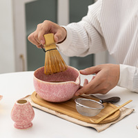 YUBIN – Ensemble de bols à matcha en porcelaine émaillée effet neige, exclusivité transfrontalière, avec plateau en cuir, design japonais, écologique