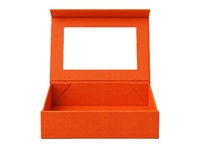 Boîtes cadeaux et paniers pliables de luxe, écologiques, modernes et élégantes, couleur orange, avec fermeture magnétique et fenêtre transparente