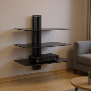 Vevor <b>Wall</b> <b>Mounted</b> AV <b>Media</b> Stand Adjustable Floating Shelf Metal 2-Tier Projector Rack For Home Theater Audio Equipment - Product Image 2