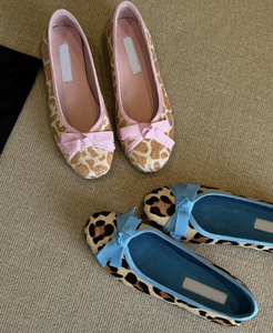 Zapatos Planos de Mujer Estilo Francés con Estampado de Leopardo y Punta Redonda, Modelo Final 2026, Tipo Bailarina con Lazo y Boca Baja - Product Image 4
