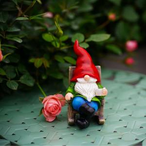 Hermosa campiña traje antiguo mecedora <span class=keywords><strong>Gnomo</strong></span> duende jardín resina artesanía decorativa patio adornos - Product Image 3