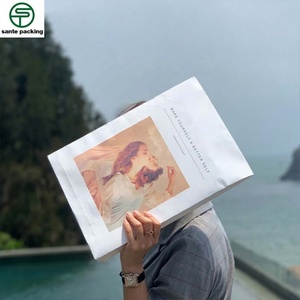 Wholesale Recyclable Die Cut Folder White Kraft Paper Bag Custom T-Shirt Clothing Packaging Bag With Logo - Product Image 5