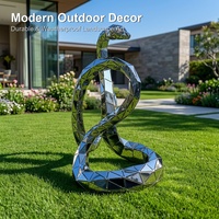 Grande sculpture géométrique moderne en acier inoxydable poli, sculpture en métal personnalisée, œuvre d'art animale, décoration de jardin, hôtel
