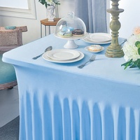 Nappe carrée extensible tissée anti-taches en spandex de 4/6/8 pieds, blanche, ajustée, pour la maison, l'hôtel, les mariages, les fêtes, les banquets, personnalisable, vente en gros