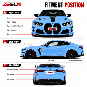 ZESON Kit de Carrocería Ancha de Fibra de Carbono Seca: Parachoques Delantero, Guardabarros, Faldones Laterales y Spoiler de Capó para <span class=keywords><strong>BMW</strong></span> G82 G83 <span class=keywords><strong>M4</strong></span> - Product Image 5