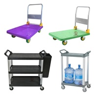 Chariot de service alimentaire en plastique commercial à 3 niveaux, certifié LFGB, capacité de 30 à 50 kg, épaisseur de 5 mm, équipement de cuisine pour restaurants et hôtels