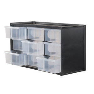 Cajonera Grande de 9 Cajones, Organizador de Almacenamiento, Gabinete para Herramientas con Bandejas Transparentes para Taller o Garaje - Product Image 1