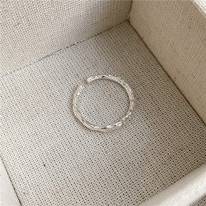 Korean INS Minimalist Silver Foil Wrinkle Texture S925 Sterling Silver <b>Thin</b> <b>Ring</b> Women’s Wholesale - Product Image 3