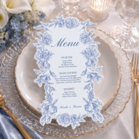 Carte de table et menu de mariage personnalisés en dentelle française découpée au laser, pour banquet en plein air, motif floral élégant, vente en gros
