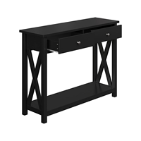 Table basse en bois X-Base, mobilier moderne pour salon, pin noir, deux tiroirs, style panneau, bois pour salon