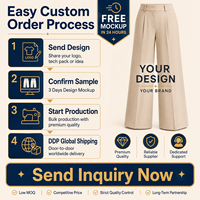 Pantalon de costume large sur mesure pour femme, pantalon ample pour femme, usine OEM ODM, fabricant de vêtements décontractés haut de gamme à marque privée