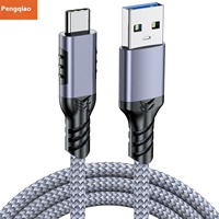 USB3.2 Atoc kabel Data tipe-c, kompatibel untuk ponsel Mobil 60W pengisian 10g Hard Drive PVC jaket 1.8m panjang kepang pelindung