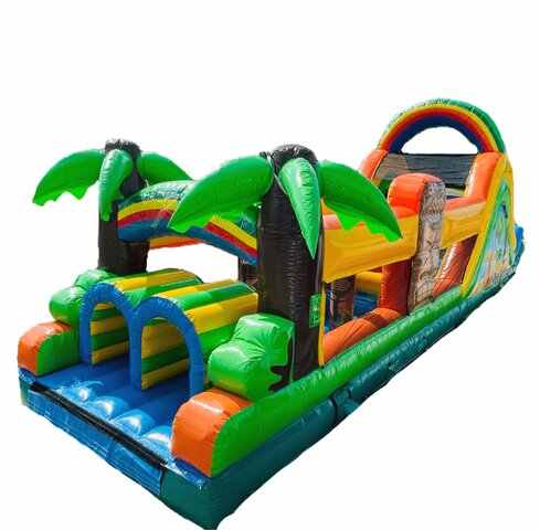 Tiki Island Wet oder Dry Obstacle Combo kommerzielle Springer Radica aufblasbare laufen wahnsinnigen Bounce House Hindernis parcours
