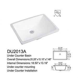 <span class=keywords><strong>Évier</strong></span> de salle de bain rectangulaire en céramique pour hôtel, à poser <span class=keywords><strong>sous</strong></span> le <span class=keywords><strong>meuble</strong></span>, en porcelaine, <span class=keywords><strong>avec</strong></span> certificat CUPC – Fournisseur direct usine - Product Image 2
