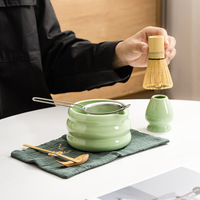 Kingze OEM ODM, outils de cérémonie du matcha japonais modernes et luxueux en porcelaine, écologiques, 4 à 7 pièces, kit de préparation du thé matcha pour cadeaux