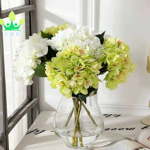 Fiori artificiali di ortensia di seta 5 grandi teste di fibra di vetro decorazioni per festa di nozze a casa - Product Image 5