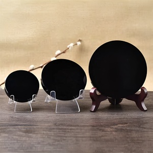 Plaque ronde en obsidienne noire naturelle en gros, artisanat en cristal naturel, <span class=keywords><strong>miroir</strong></span> en dalle d'obsidienne pour la décoration intérieure - Product Image 1