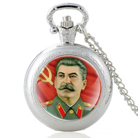 Montre de poche en bronze antique soviétique héros Staline Quartz Vintage Hommes Femmes Pendentif Collier Cadeaux