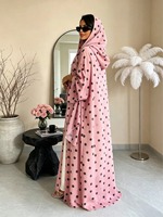 Ensemble de 2 pièces : Hijab + Abaya ouverte, Cardigan à imprimé floral islamique musulman de Dubaï, Foulard pour femmes, à porter au quotidien