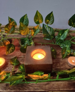 Customized Rustic Small Pillar-Shaped Walnut High-Quality Hand-crafted Home Decor Wooden Wax Filling <b>Tealight</b> Candle Holder - Product Image 2