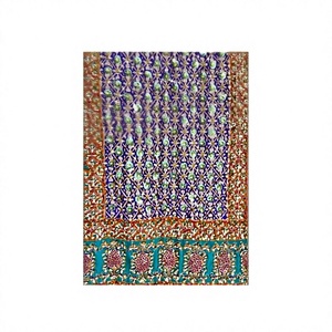 Châle pour femme personnalisé en soie chinon multicolore, style ethnique, brodé, imprimé numérique floral, motif miroir dessiné à la main - Product Image 1