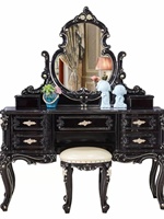 Coiffeuse de style européen en bois massif avec design sculpté, bureau de maquillage pour chambre à coucher, armoire de rangement H-02, fabriqué au Guangdong