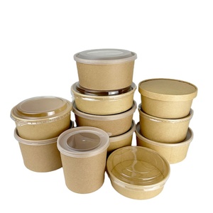 Factory Supplier High quality Kraft Paper Bowl Container Disposable Food Paper Bowl paper box for picnic food packaging