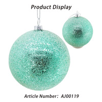 Boule de Noël en verre artisanale de style vintage, givrée, vert menthe, à suspendre, pour arbre de Noël, décoration de la maison, cadeau