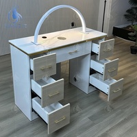 Table de manucure de salon minimaliste de luxe en bois avec collecteur de poussière en gros