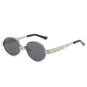 Gafas de Sol Unisex de Moda, Montura Completa Dorada, Estilo Steampunk, Ovaladas Pequeñas, Protección UV400 - Product Image 4
