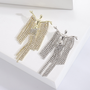 Nouveau créatif femmes broche dessin animé élégant déesse poitrine fleur cristal strass vêtements Badge anti-dérapant collier aiguille - Product Image 1