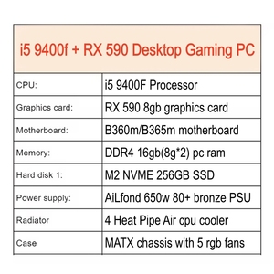 Rebuilt Gaming <b>Pc</b> i5 9400F with 590 Graphics Card Ram 16g 256gb Ssd Officegaming Desktop <b>Pc</b> Computer - Product Image 2