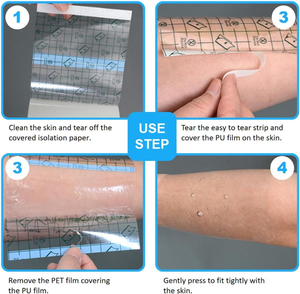 Hadiyah Beauty 20*20 وشم مخصص للرعاية اللاحقة شفاف مقاوم للماء لاصق PU فيلم الجروح خلع الملابس الطبية عالية الجودة - Product Image 2