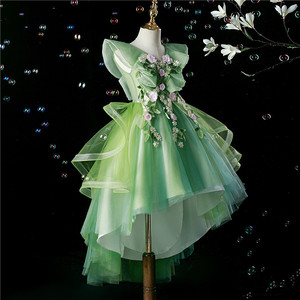 Vestido de Princesa con Temática Forestal para Niñas, Vestido de Alta Gama para Cumpleaños, Presentaciones de Piano, Dama de Honor, Tul, Primavera/Verano - Product Image 3