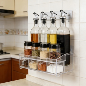 耐久性のある二重層プラスチック製、モダンでシンプルな光沢仕上げ、折りたたみ式ではないスパイスラックオーガナイザー、キッチン冷蔵庫収納用 - Product Image 5