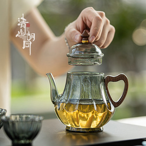 Théière en verre en forme de cœur Lotus avec couvercle, résistante à la chaleur, pour la préparation du thé à usage domestique - Product Image 3