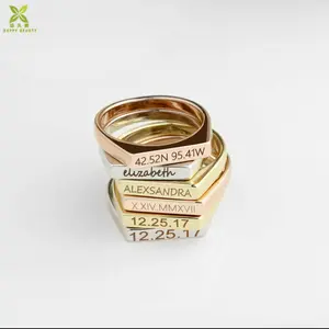 Cincin Nama Kosong Susun Kustom Anggota Keluarga