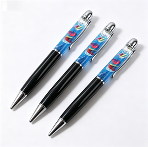 Bolígrafo de Metal Giratorio con Líquido Flotante y Diseño de Concha Marina, Tinta Negra y Azul, Logotipo Serigrafiado, Ideal para Fiestas en la Playa y Material Escolar - Product Image 2
