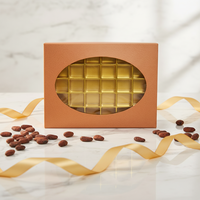 Boîte en papier pour chocolats avec fenêtre transparente et plateau coulissant, séparateurs en plastique, vente en gros d'usine, pour pralines, bonbons, cadeaux de mariage, aliments