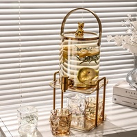 Ensemble Pichet en Verre Thermorésistant avec Robinet, Grande Capacité, pour Boissons Chaudes et Froides, Thé, Jus et Sodas