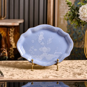 Assiette en porcelaine à bord festonné style italien vintage, motif floral multicolore, vaisselle en céramique pour la maison, la salle à manger, la décoration de table de mariage - Product Image 4
