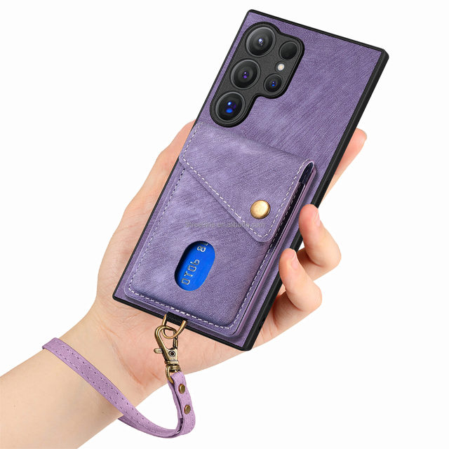 Unique Luxury Protective PU Leather Shockproof Card Holder Smart Phone Case for S24 Ultra